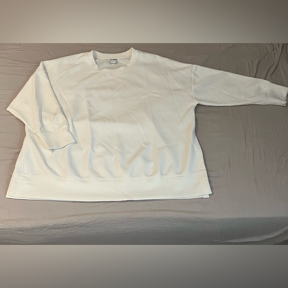 ARULA White Crewneck Oversized Scuba Sweatshirt